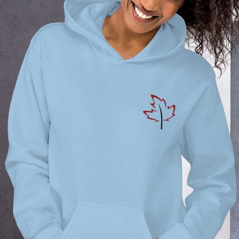 Quietly Canadian™ Embroidered Windy Leaf Unisex Hoodie