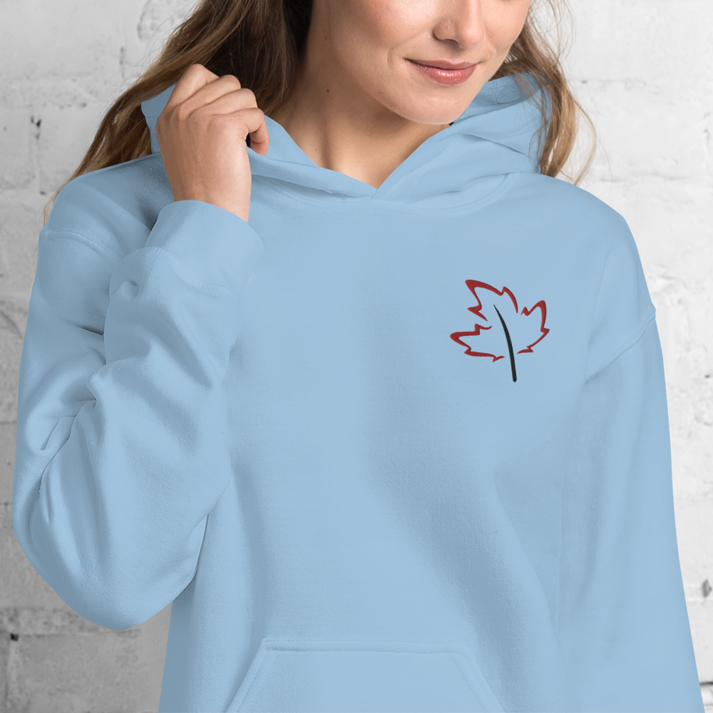 Quietly Canadian™ Embroidered Windy Leaf Unisex Hoodie