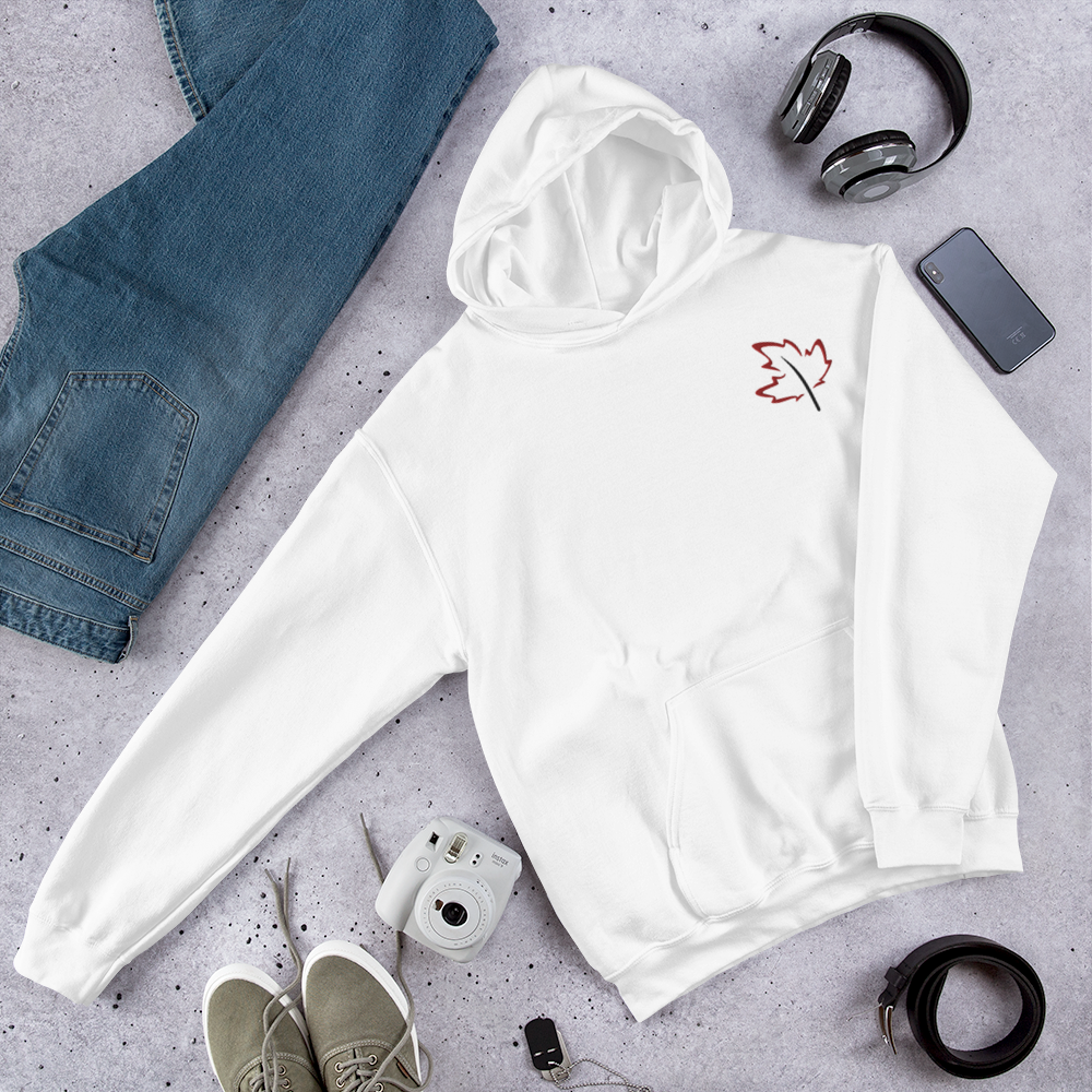Quietly Canadian™ Embroidered Windy Leaf Unisex Hoodie