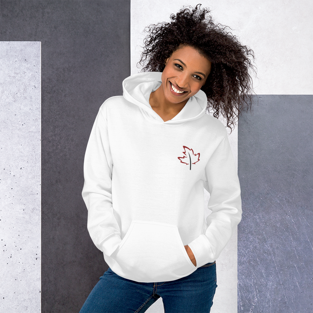 Quietly Canadian™ Embroidered Windy Leaf Unisex Hoodie
