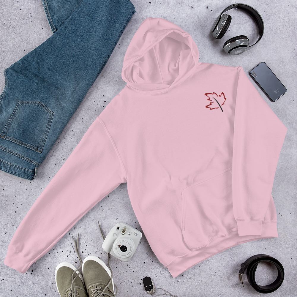 Quietly Canadian™ Embroidered Windy Leaf Unisex Hoodie
