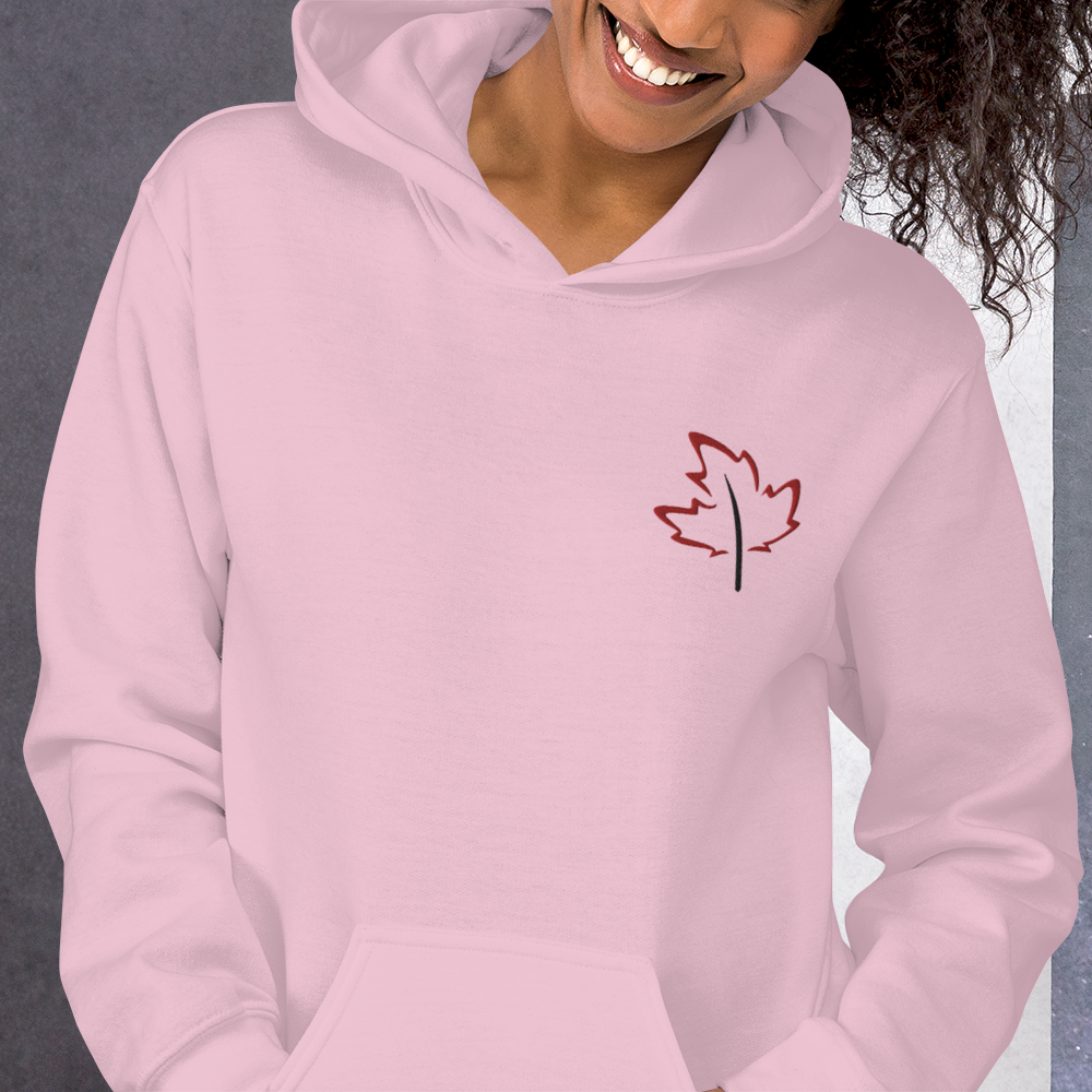 Quietly Canadian™ Embroidered Windy Leaf Unisex Hoodie
