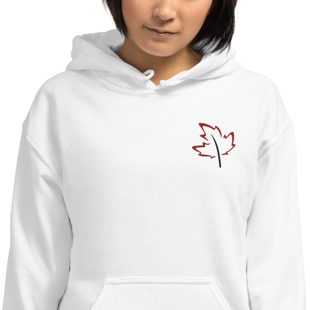 Quietly Canadian™ Embroidered Windy Leaf Unisex Hoodie