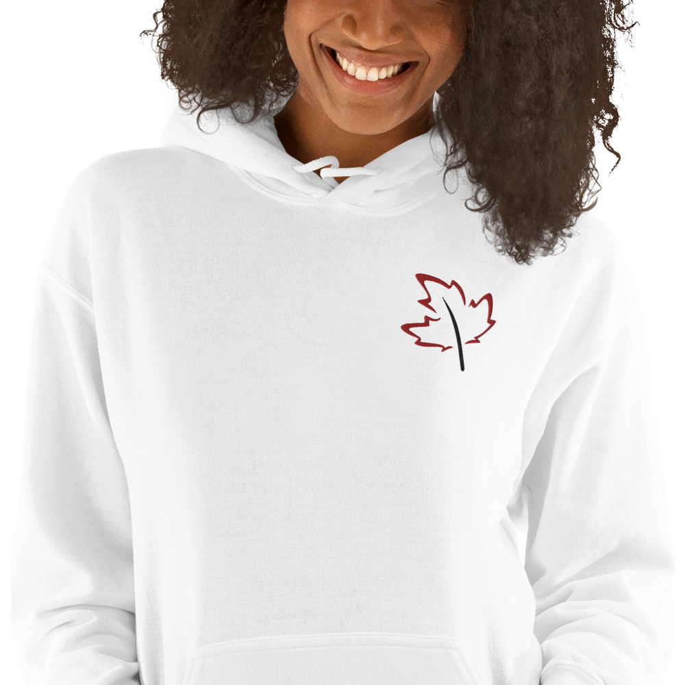 Quietly Canadian™ Embroidered Windy Leaf Unisex Hoodie