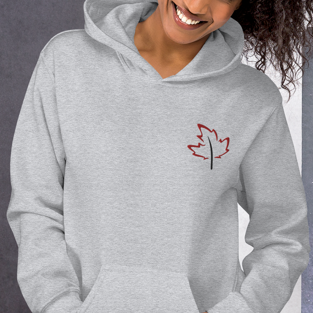 Quietly Canadian™ Embroidered Windy Leaf Unisex Hoodie