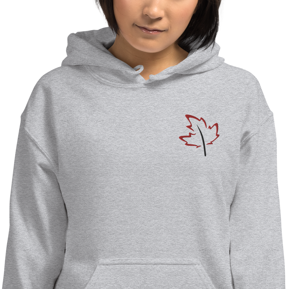 Quietly Canadian™ Embroidered Windy Leaf Unisex Hoodie