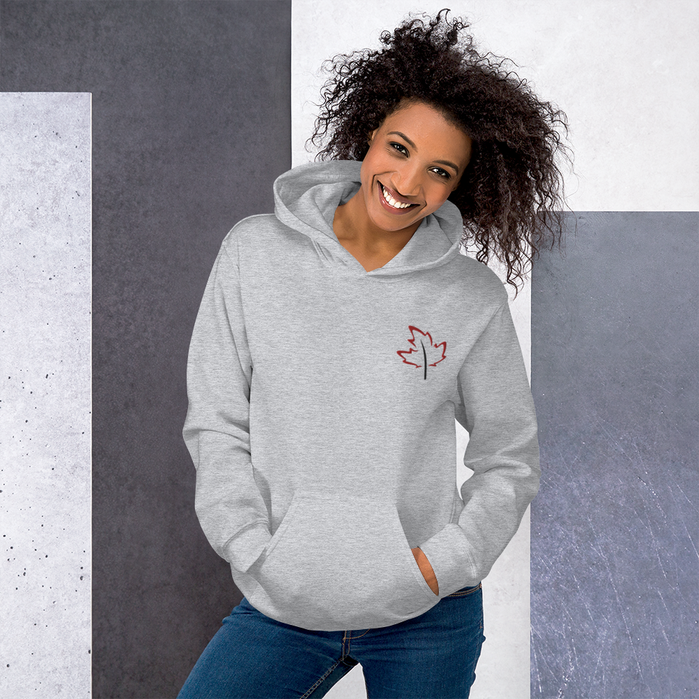 Quietly Canadian™ Embroidered Windy Leaf Unisex Hoodie