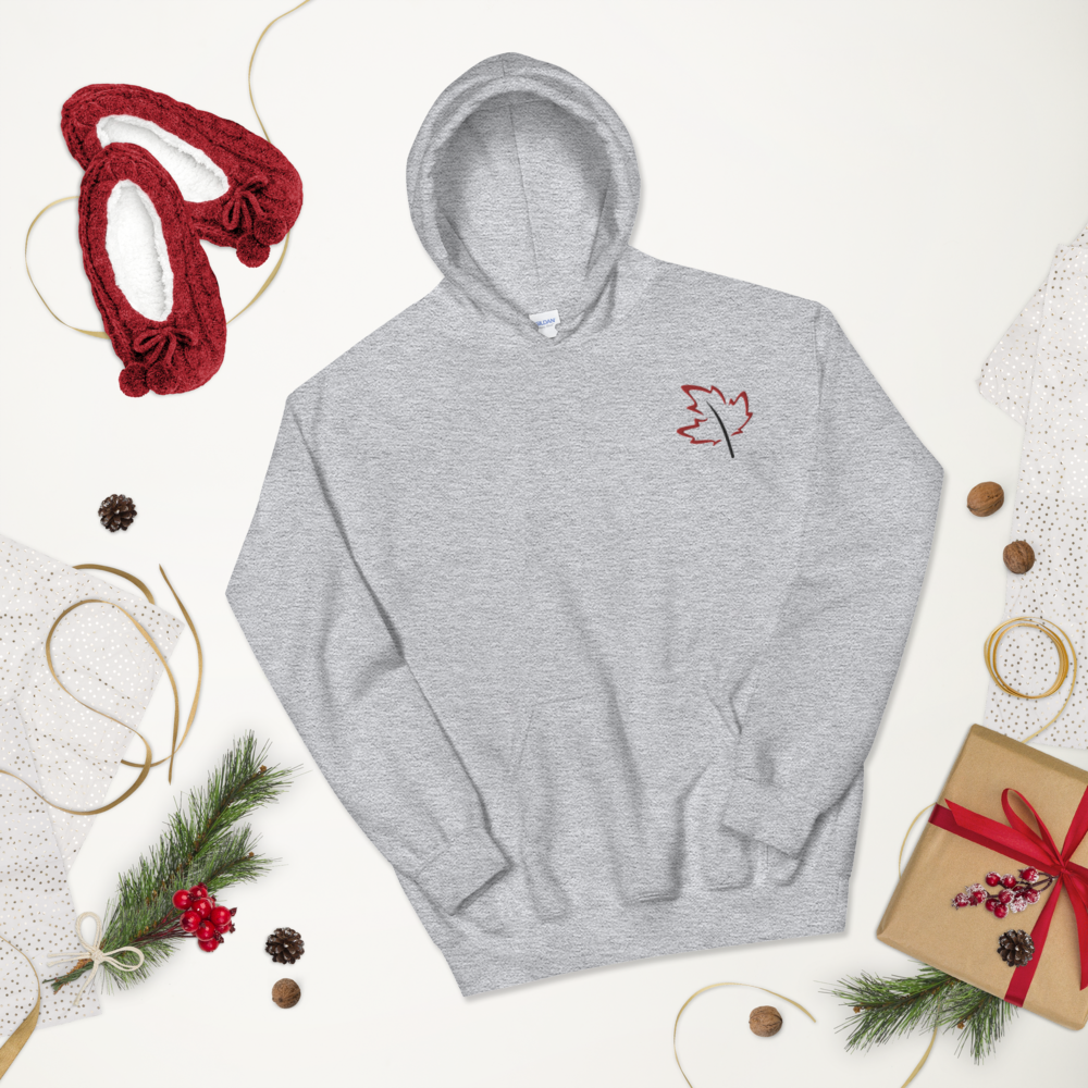 Quietly Canadian™ Embroidered Windy Leaf Unisex Hoodie
