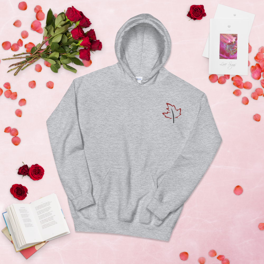 Quietly Canadian™ Embroidered Windy Leaf Unisex Hoodie