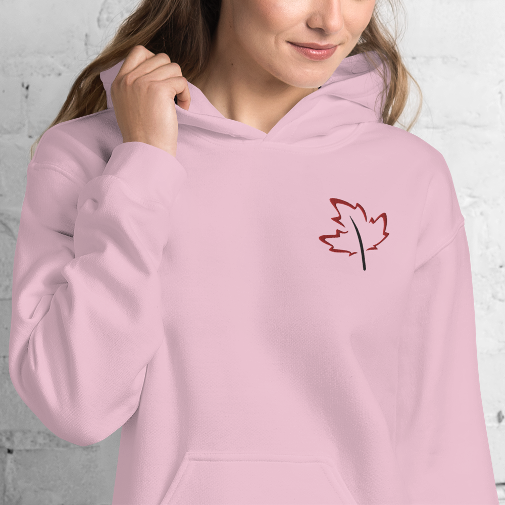Quietly Canadian™ Embroidered Windy Leaf Unisex Hoodie
