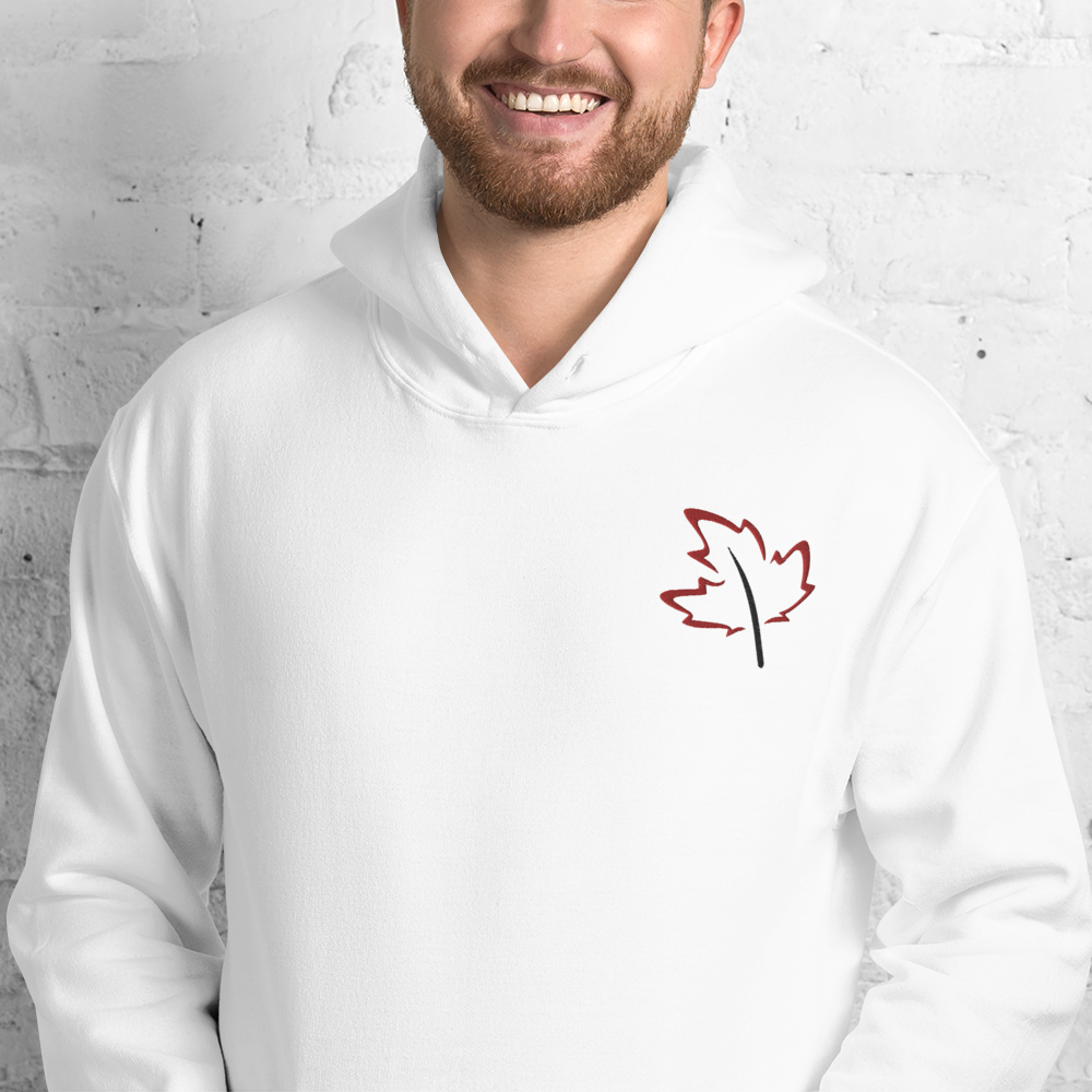 Quietly Canadian™ Embroidered Windy Leaf Unisex Hoodie
