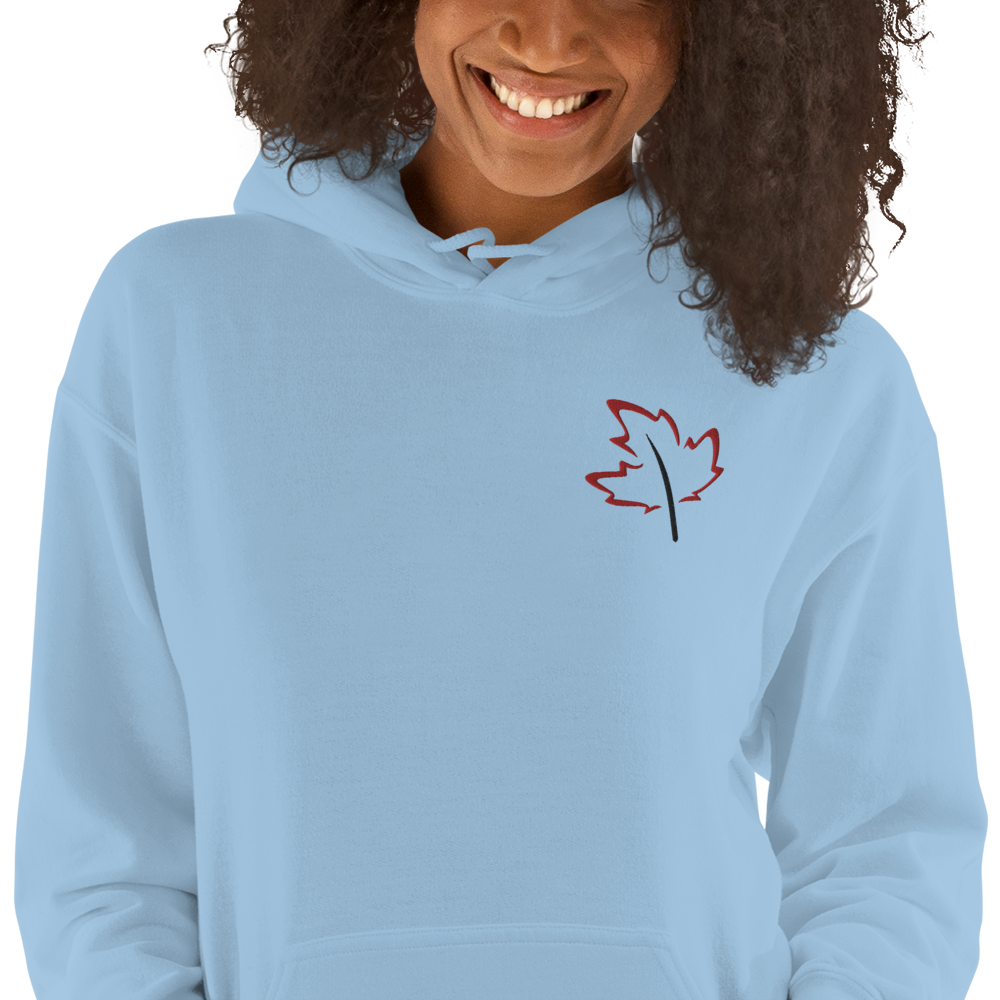Quietly Canadian™ Embroidered Windy Leaf Unisex Hoodie