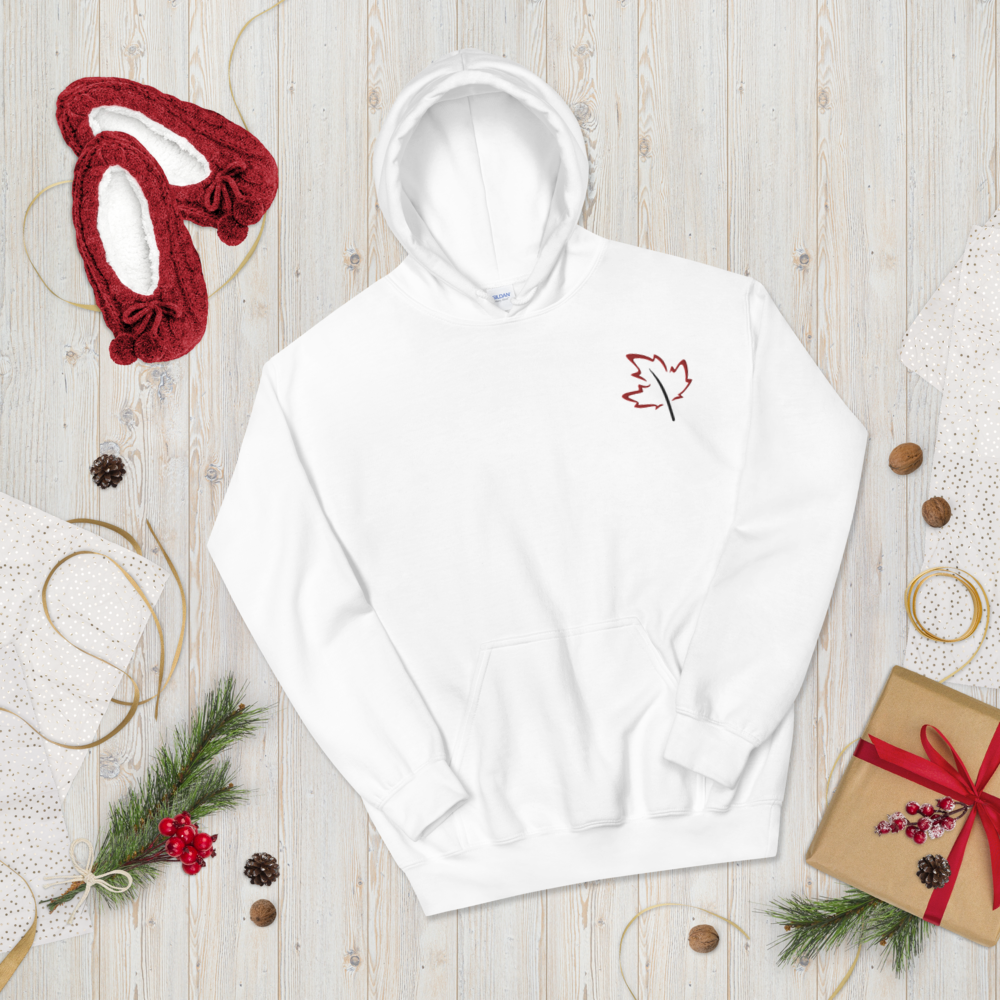Quietly Canadian™ Embroidered Windy Leaf Unisex Hoodie