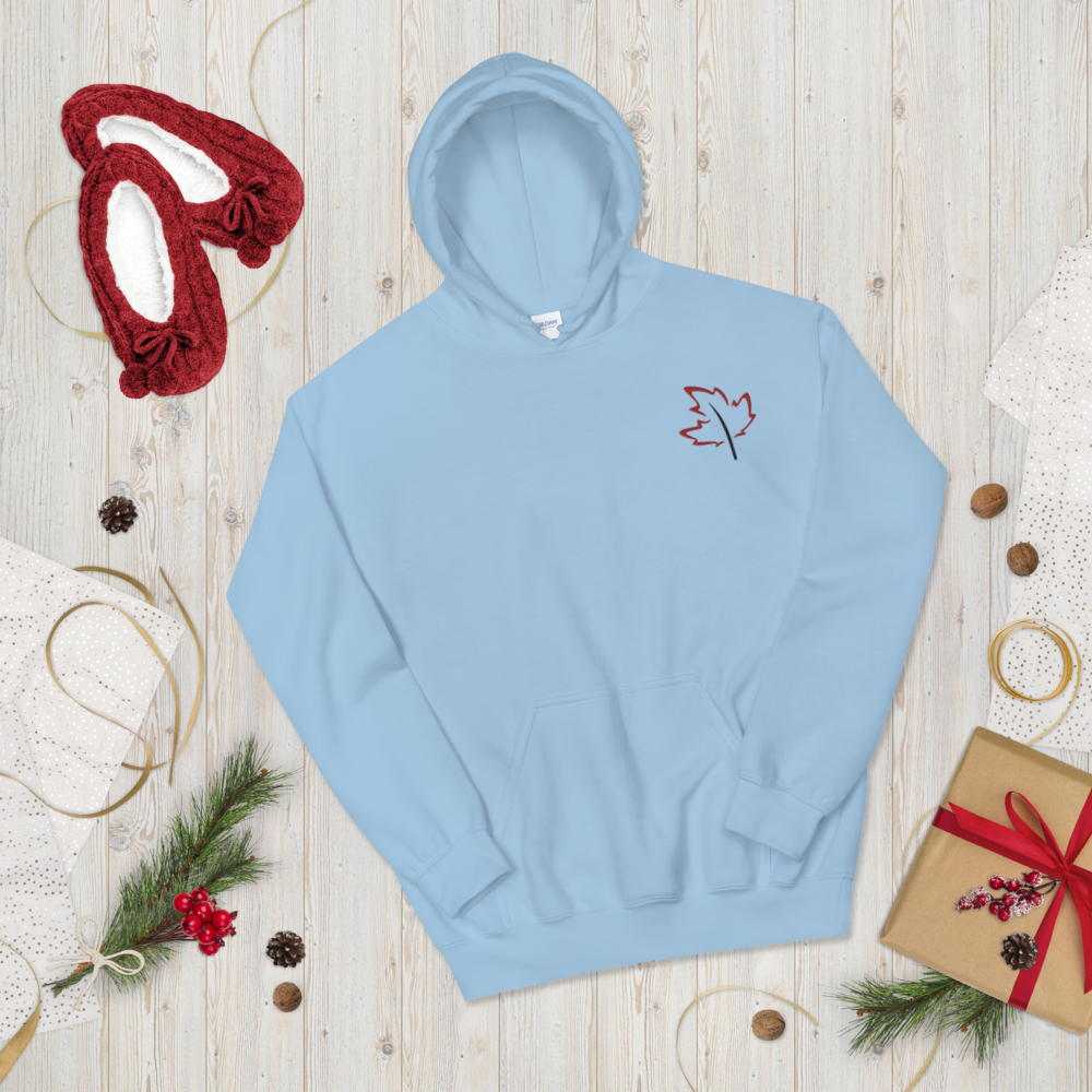 Quietly Canadian™ Embroidered Windy Leaf Unisex Hoodie