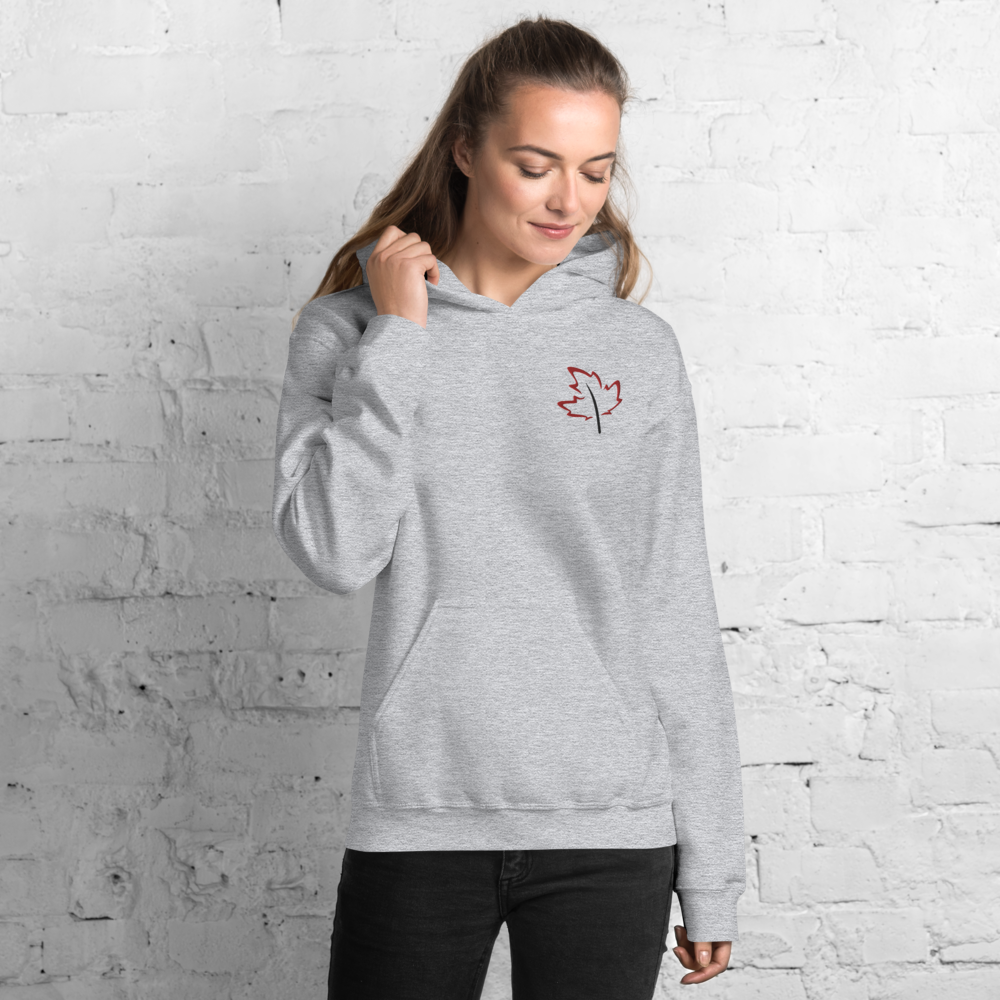 Quietly Canadian™ Embroidered Windy Leaf Unisex Hoodie