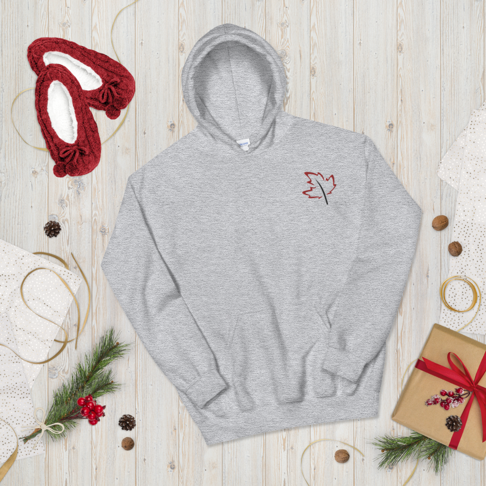Quietly Canadian™ Embroidered Windy Leaf Unisex Hoodie