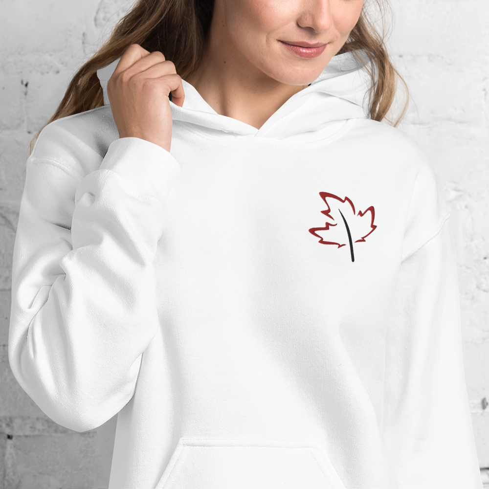 Quietly Canadian™ Embroidered Windy Leaf Unisex Hoodie