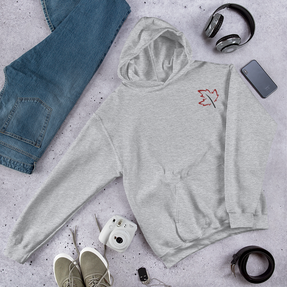 Quietly Canadian™ Embroidered Windy Leaf Unisex Hoodie