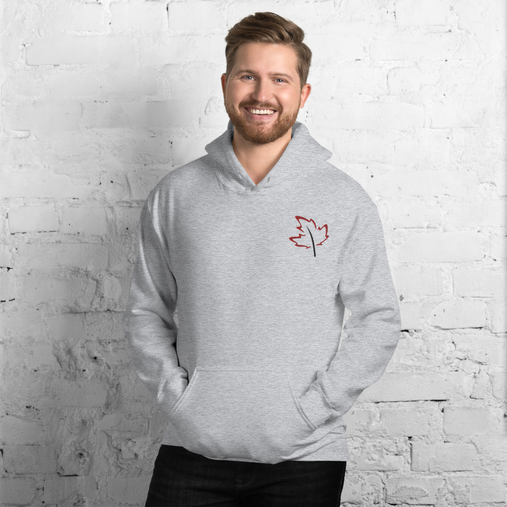 Quietly Canadian™ Embroidered Windy Leaf Unisex Hoodie