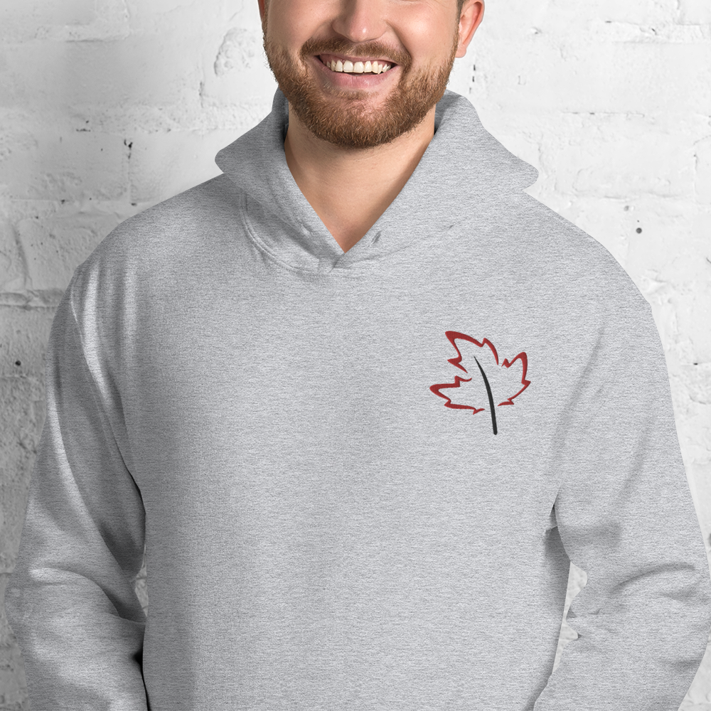 Quietly Canadian™ Embroidered Windy Leaf Unisex Hoodie