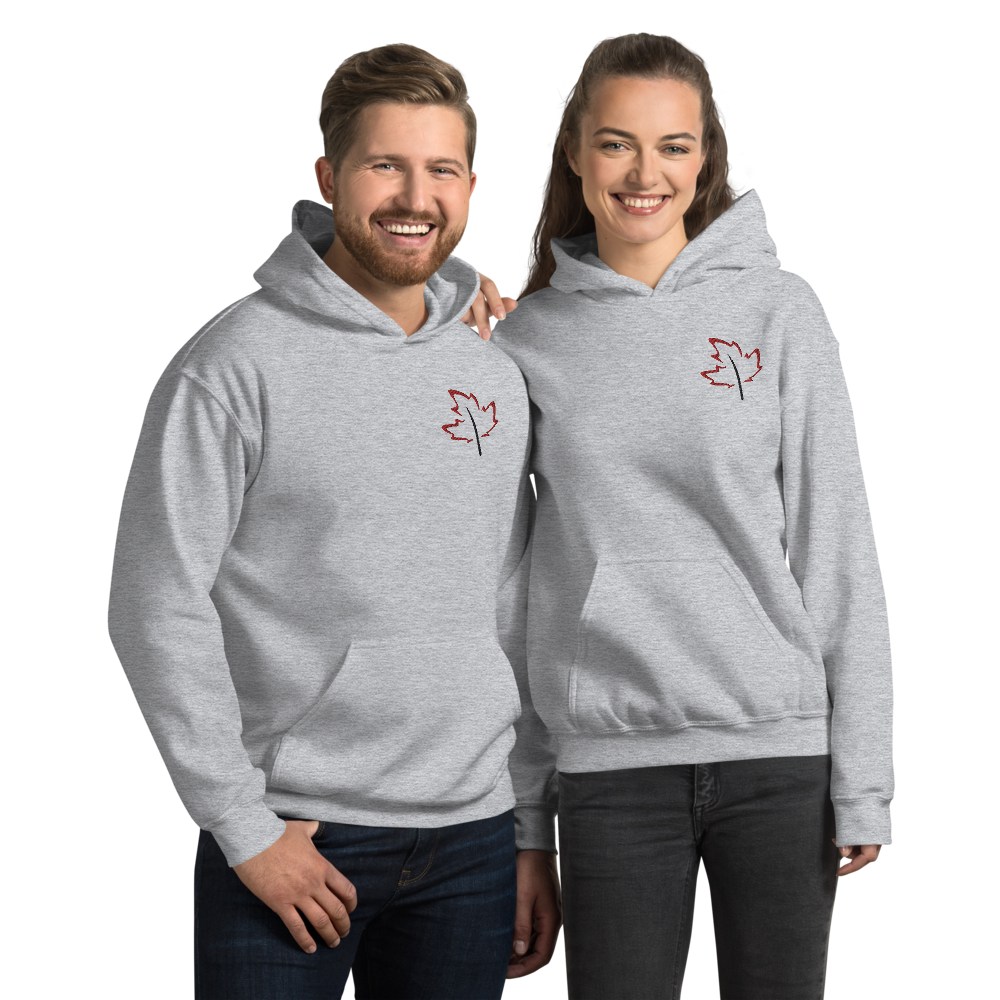 Quietly Canadian™ Embroidered Windy Leaf Unisex Hoodie