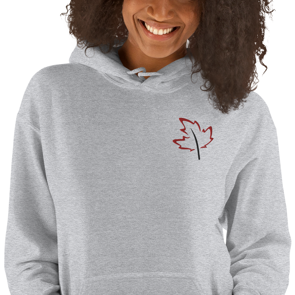 Quietly Canadian™ Embroidered Windy Leaf Unisex Hoodie