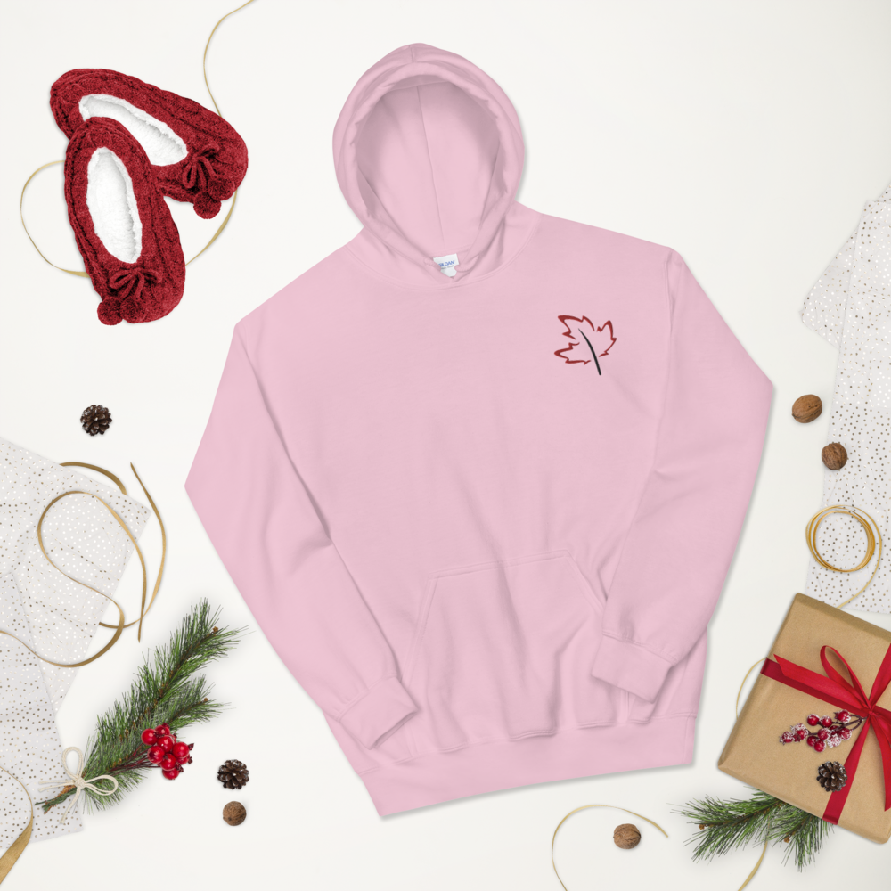 Quietly Canadian™ Embroidered Windy Leaf Unisex Hoodie
