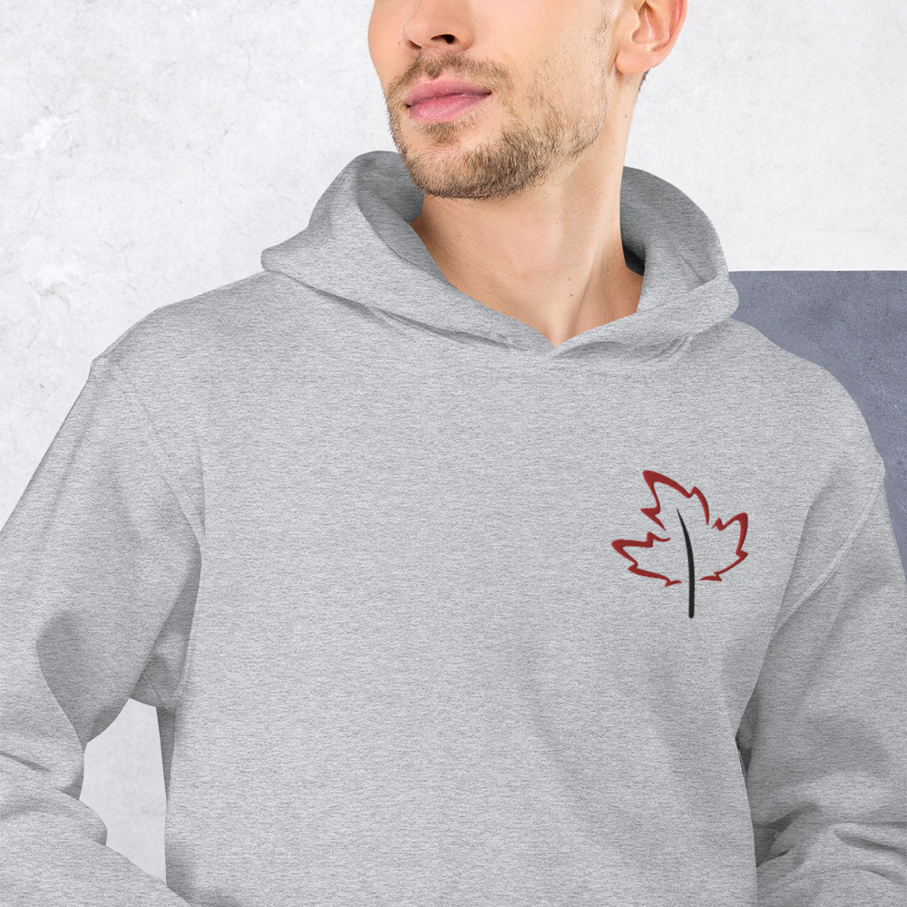 Quietly Canadian™ Embroidered Windy Leaf Unisex Hoodie