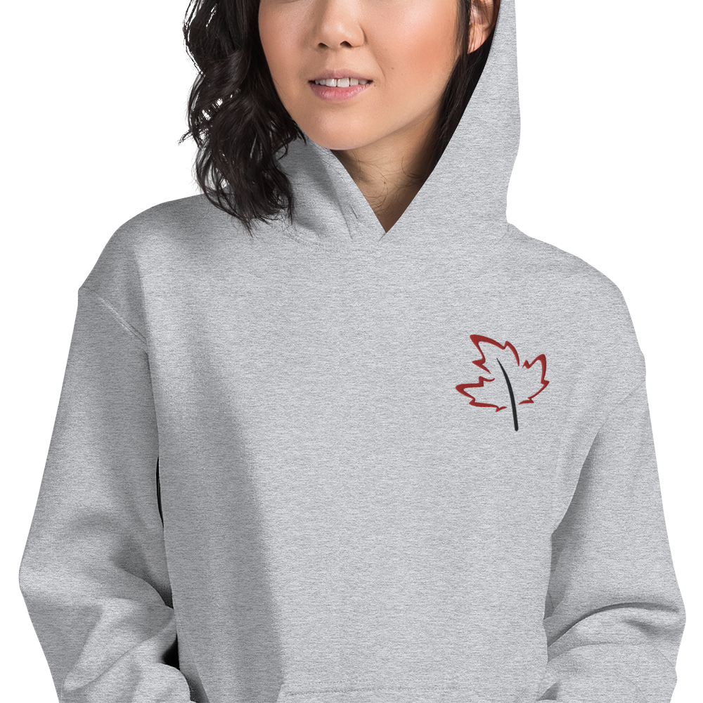 Quietly Canadian™ Embroidered Windy Leaf Unisex Hoodie