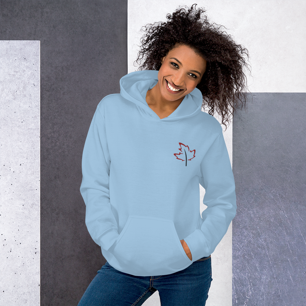 Quietly Canadian™ Embroidered Windy Leaf Unisex Hoodie