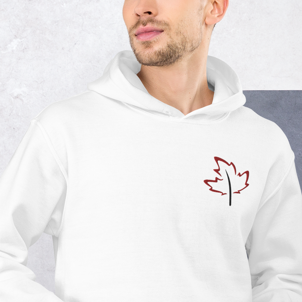 Quietly Canadian™ Embroidered Windy Leaf Unisex Hoodie