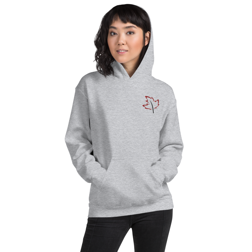 Quietly Canadian™ Embroidered Windy Leaf Unisex Hoodie