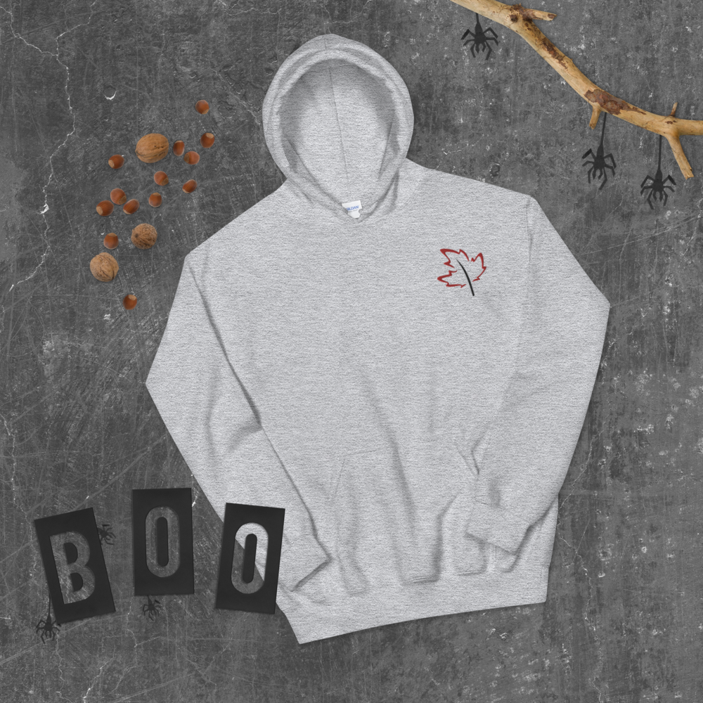 Quietly Canadian™ Embroidered Windy Leaf Unisex Hoodie
