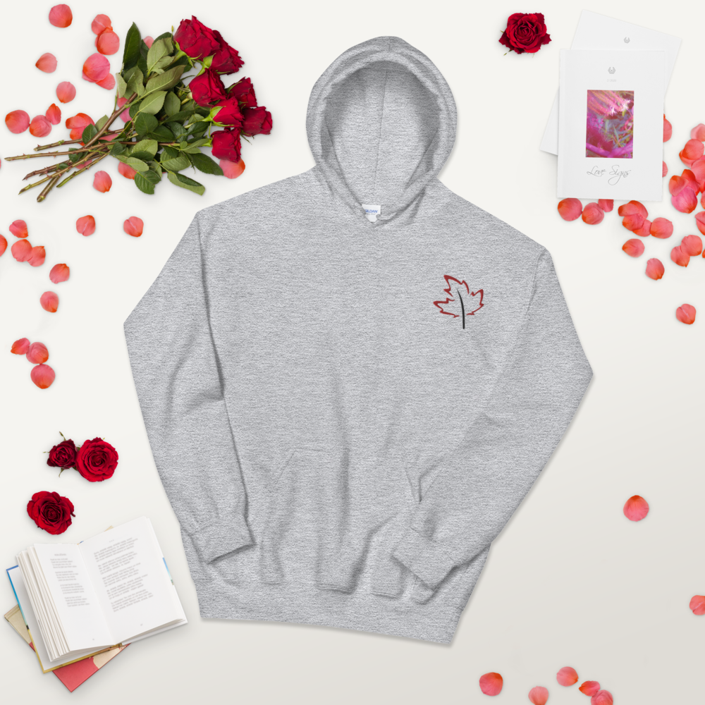 Quietly Canadian™ Embroidered Windy Leaf Unisex Hoodie