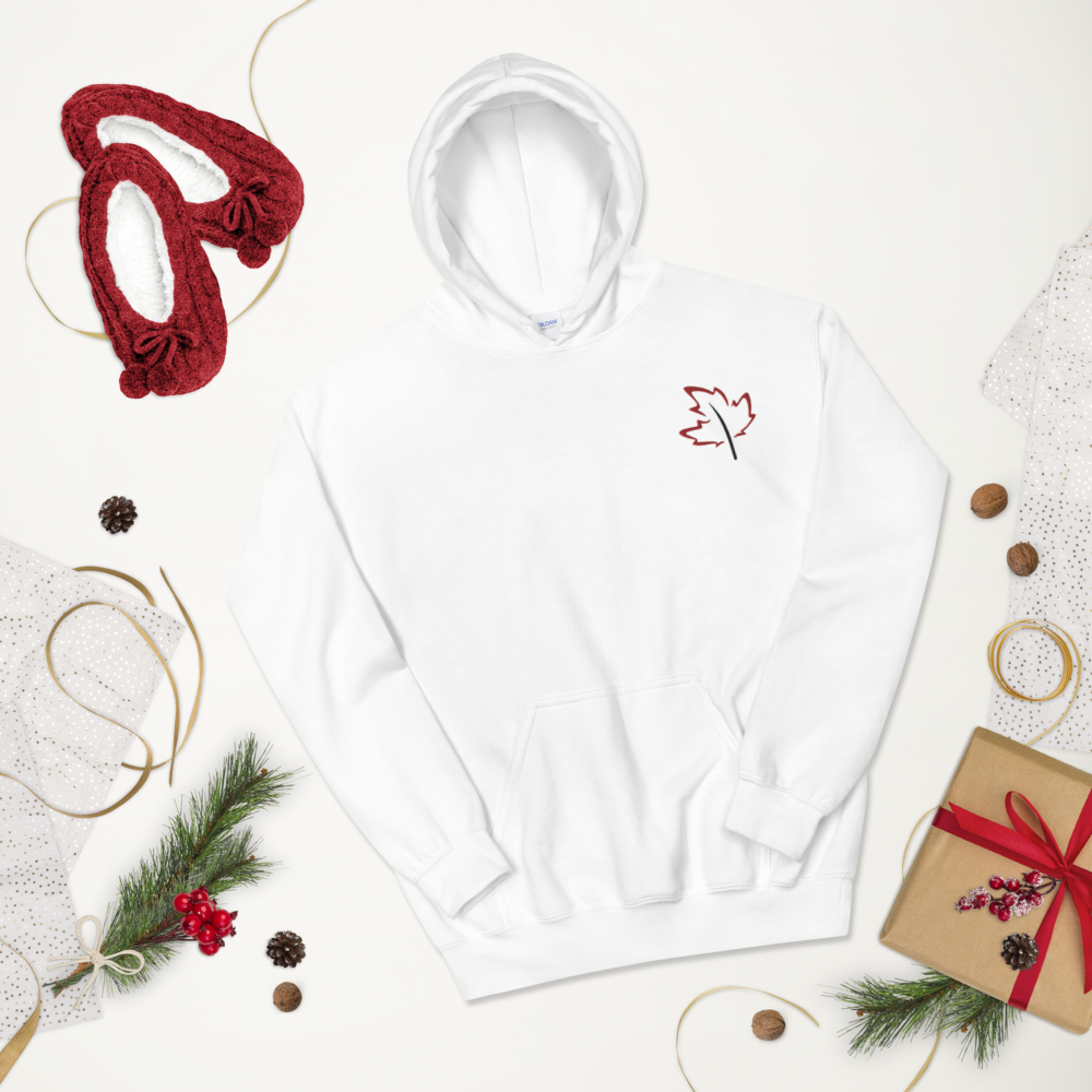 Quietly Canadian™ Embroidered Windy Leaf Unisex Hoodie