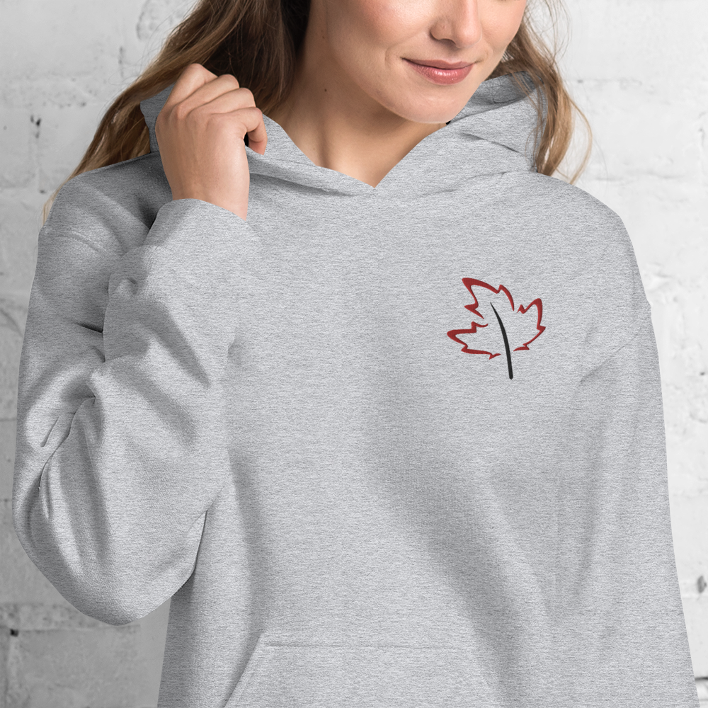 Quietly Canadian™ Embroidered Windy Leaf Unisex Hoodie