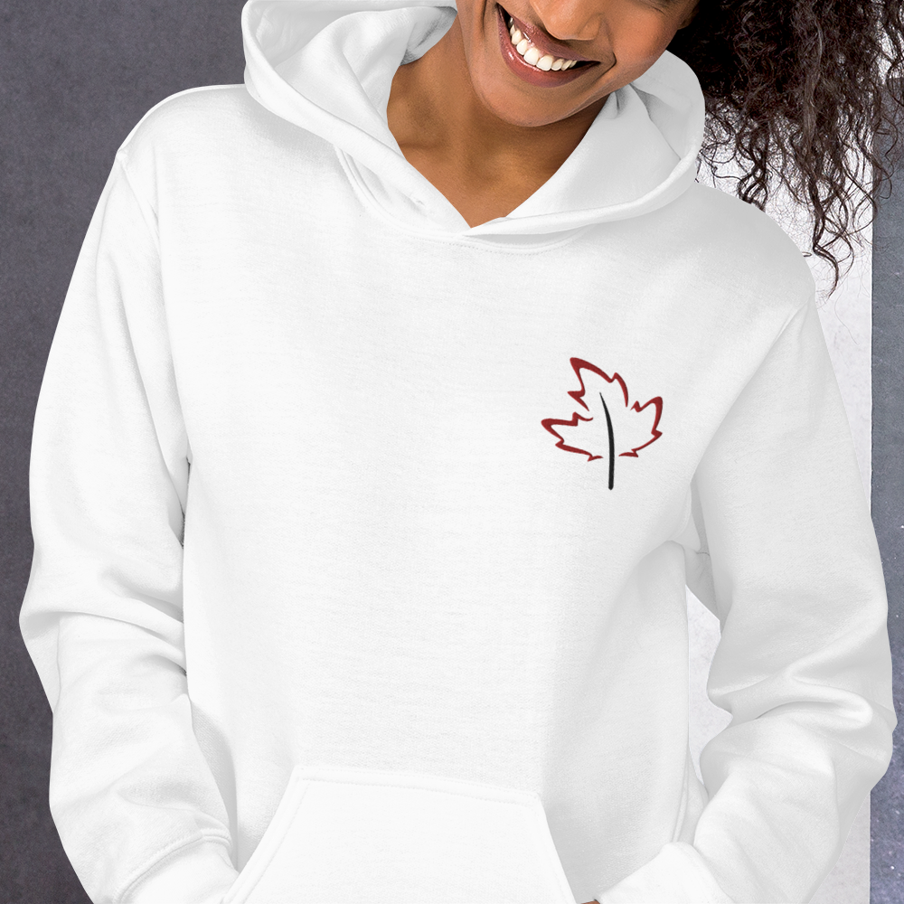 Quietly Canadian™ Embroidered Windy Leaf Unisex Hoodie
