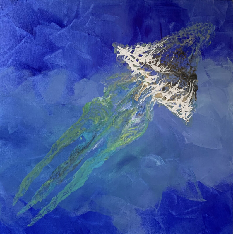 Abstract Jellyfish Navy Blue