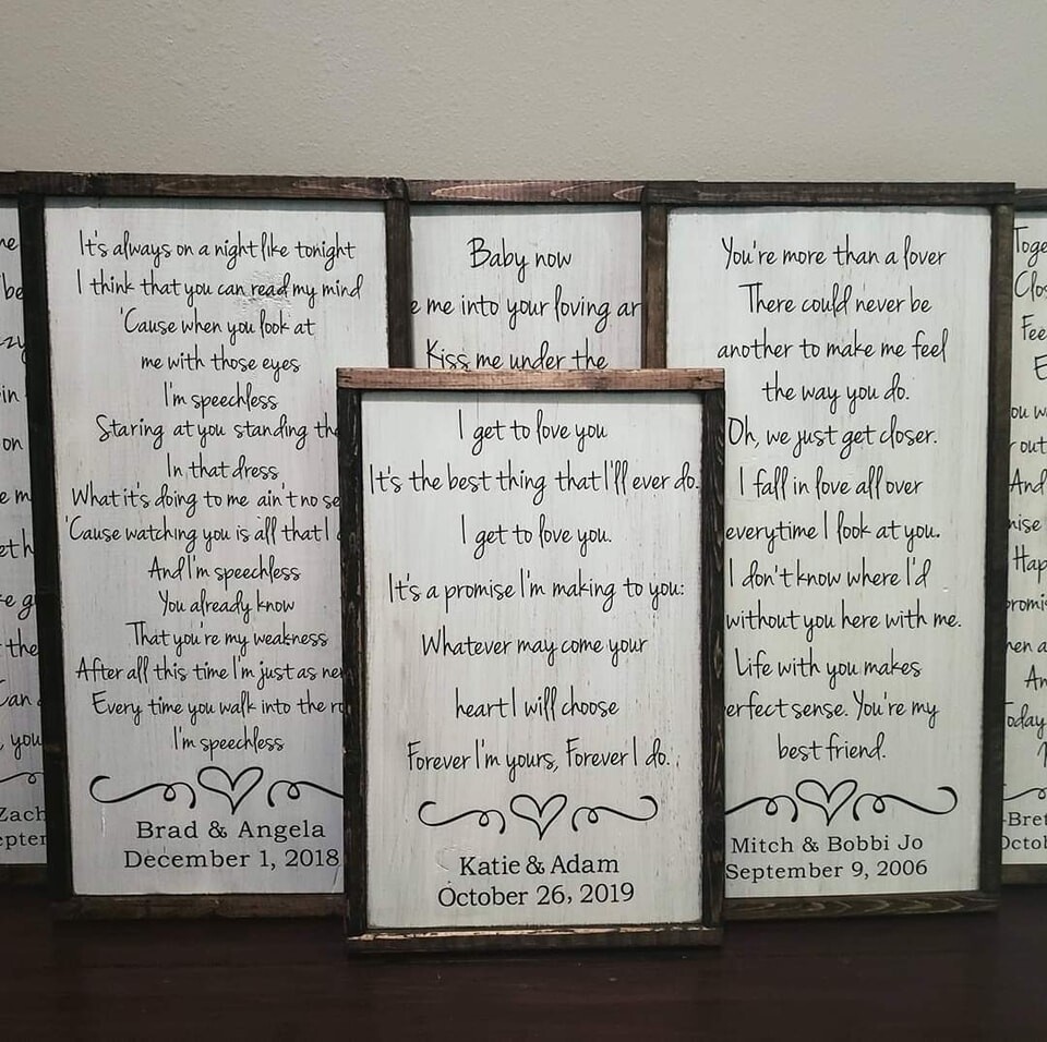 Framed Lyrics Sign 18x12