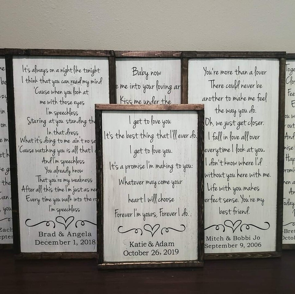 Framed Lyrics Sign 24x12