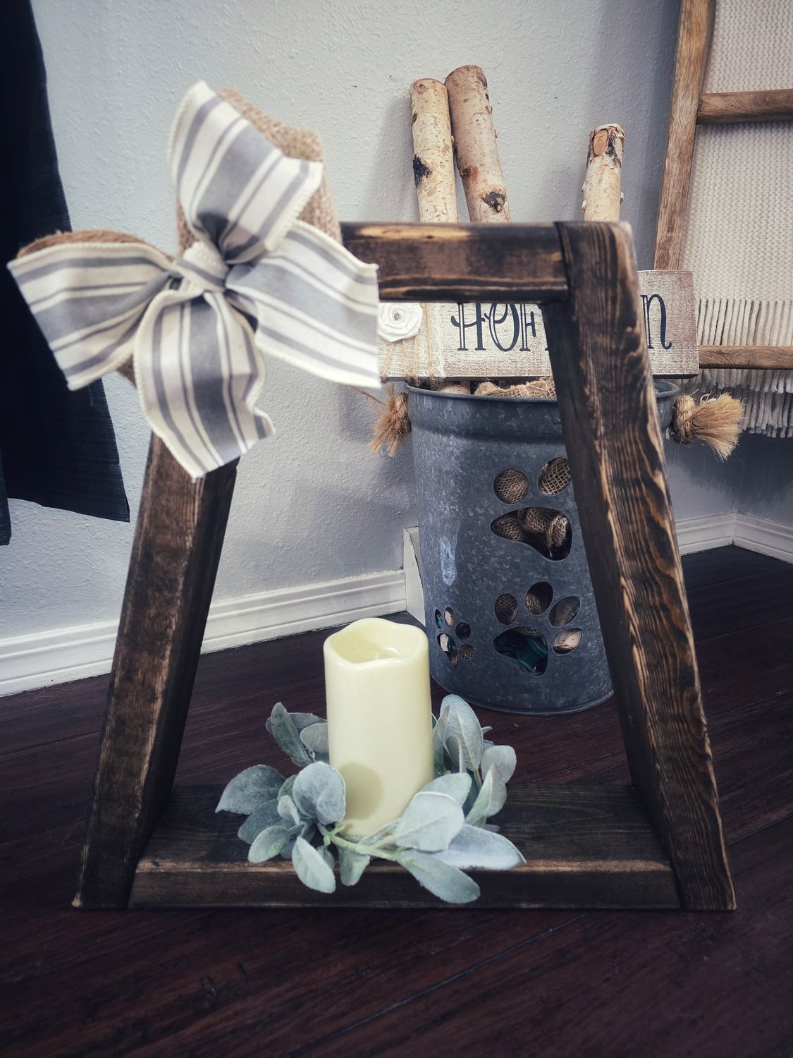 18 inch Dark Walnut Lantern - Bottom Greenery 
