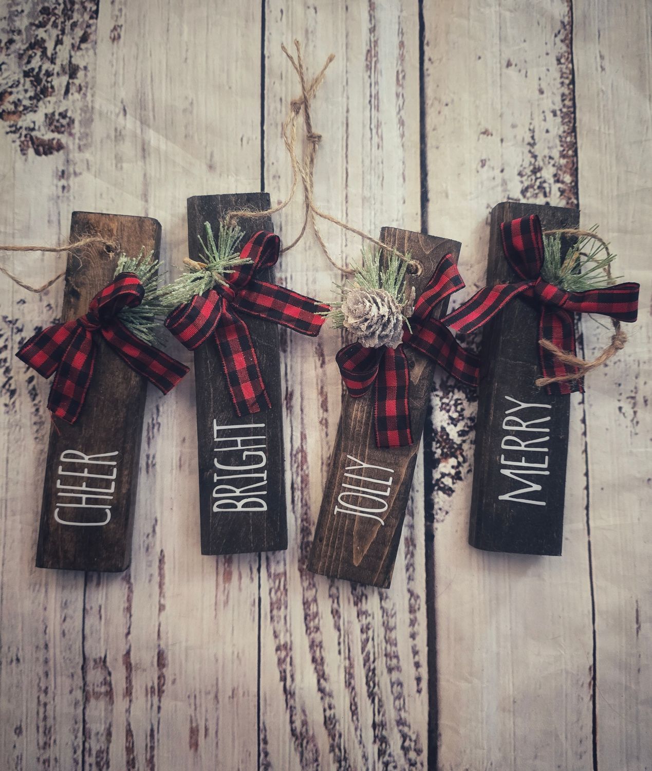 Christmas Words Ornament Set - Dark Walnut