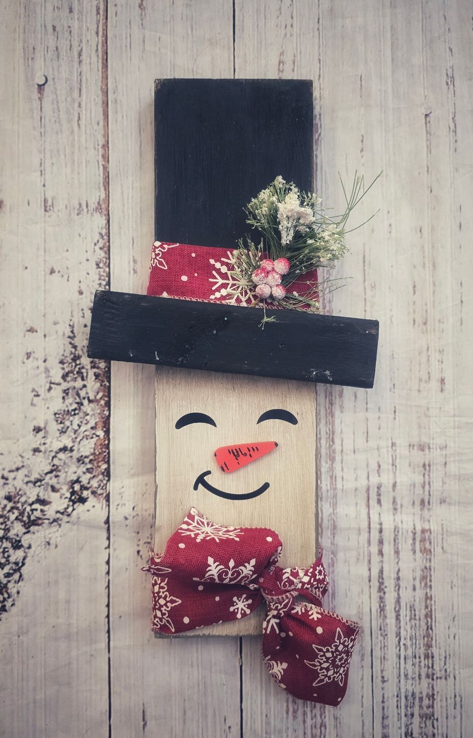 Snowman - Rustic Red Scarf