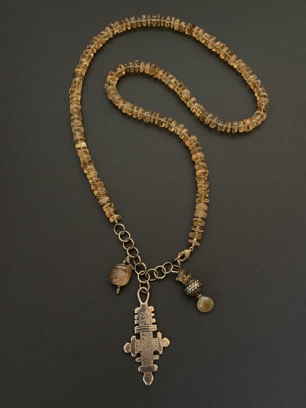Citrine and Charm Necklace