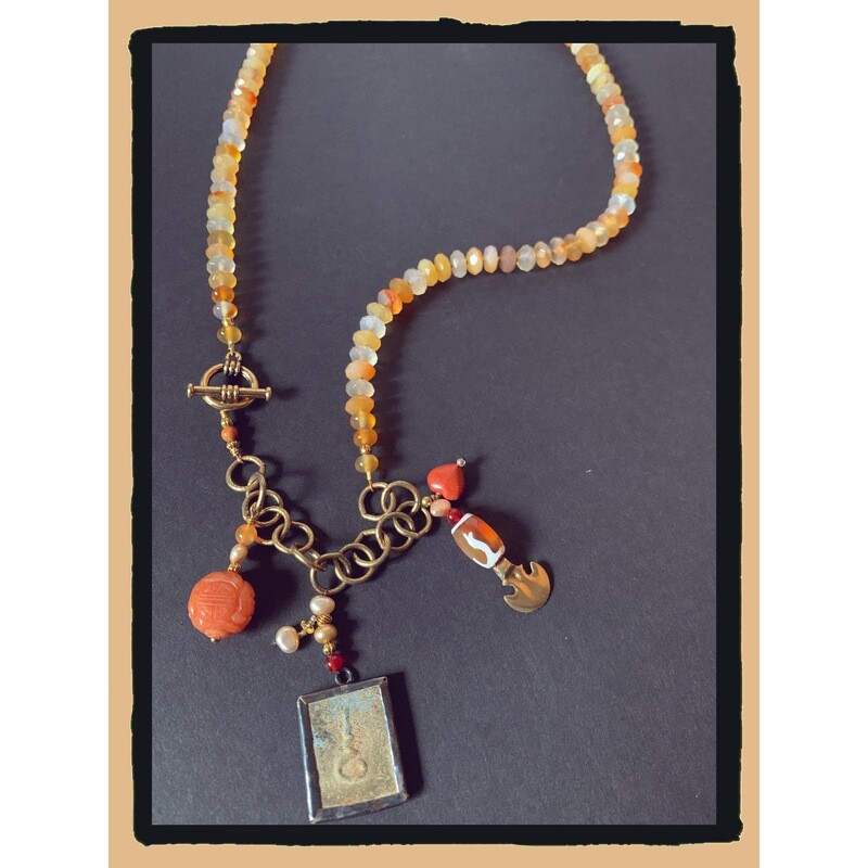Carnelian, Thai Buddha Necklace