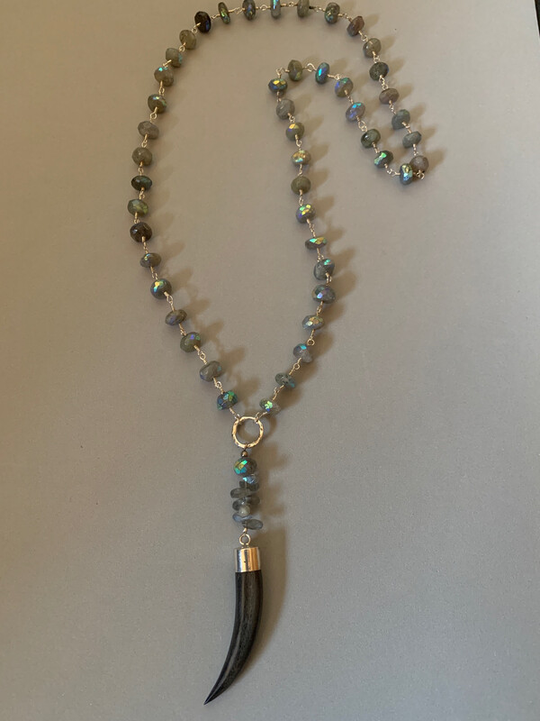 Labradorite And Horn Necklace