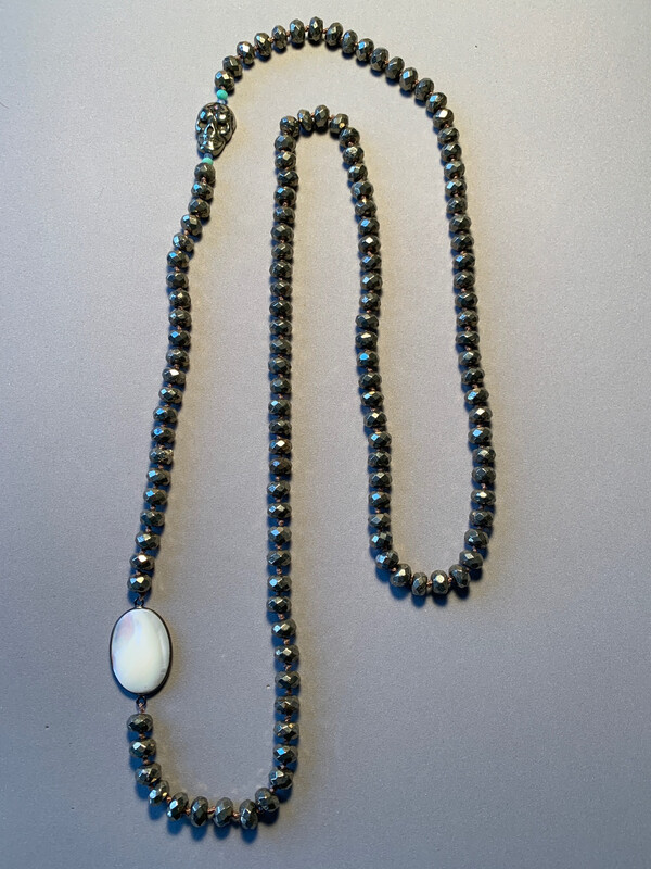 Pyrite And Skull Necklace