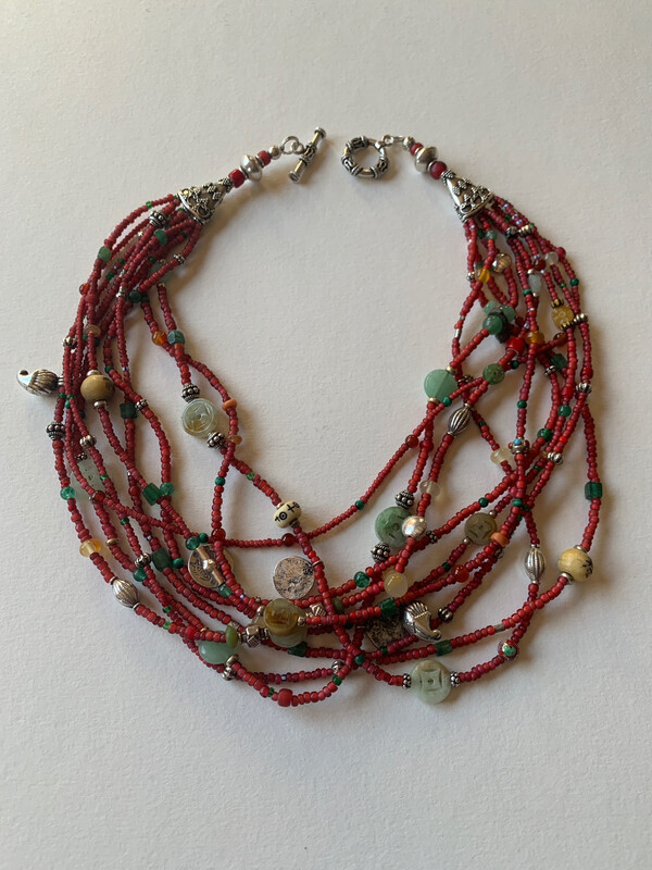 Red White Heart Necklace