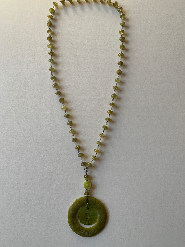 Serpentine and Green Garnet Necklace