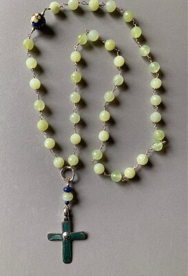 Sterling Cross And Prehnite Necklace